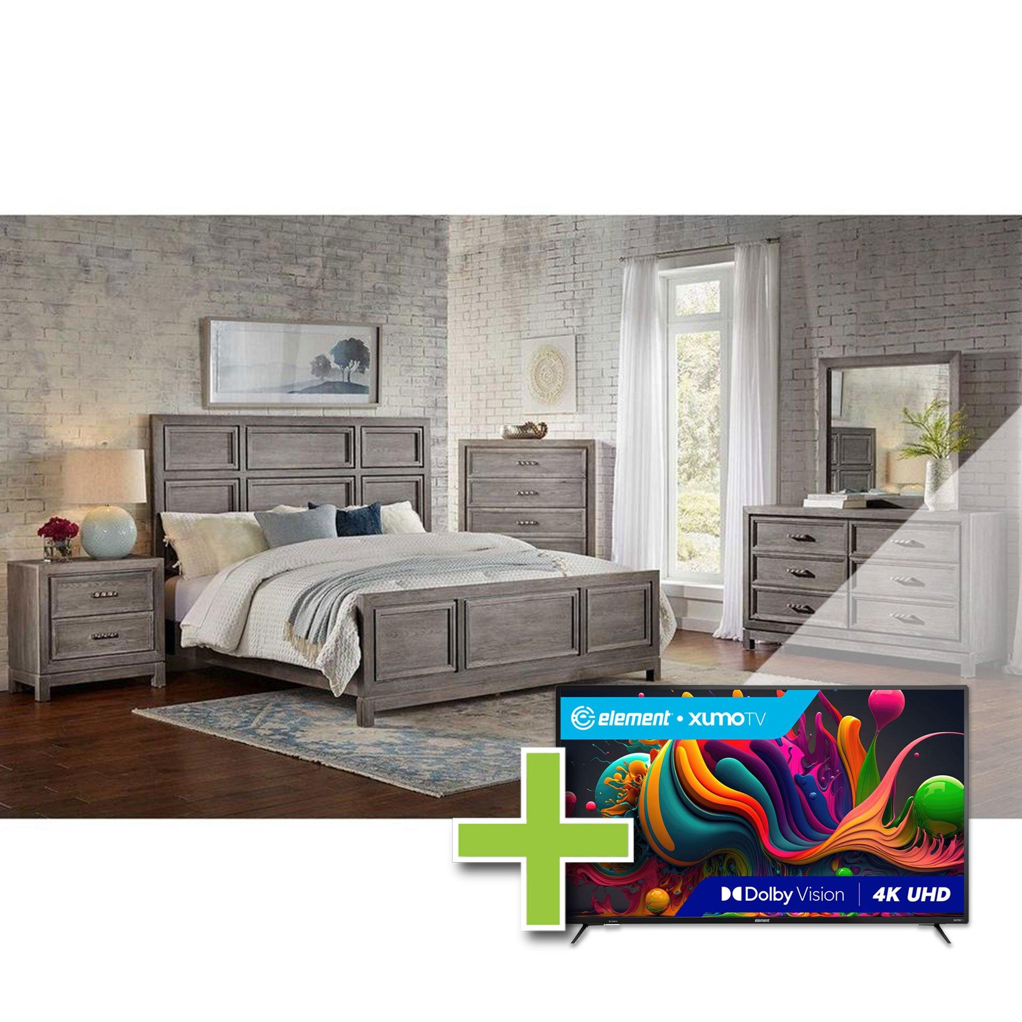 Rent to Own Oak West Furniture Linton 7 Piece Queen Bed with